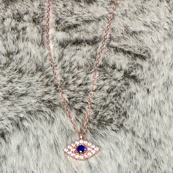 ✨2X Host Pick✨Sapphire Evil Eye Necklace- Rose Gold - Picture 6 of 11